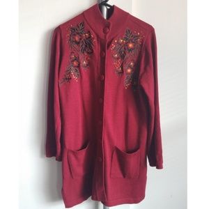 Bob Mackie Red Embellished Cardigan